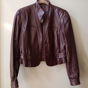 Vintage leather jacket in wine